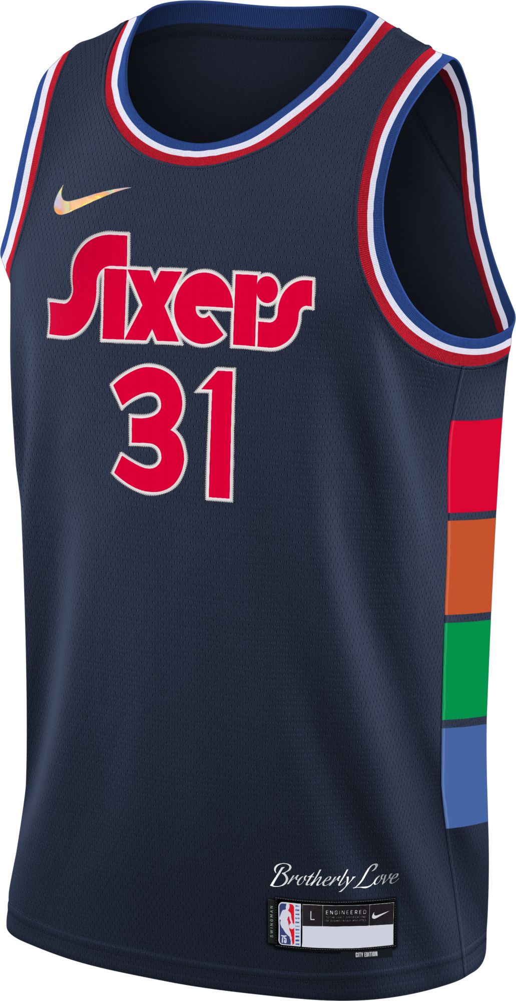 Nike Youth 2021-22 City Edition Philadelphia 76ers Seth Curry #31 Blue Swingman Jersey product image