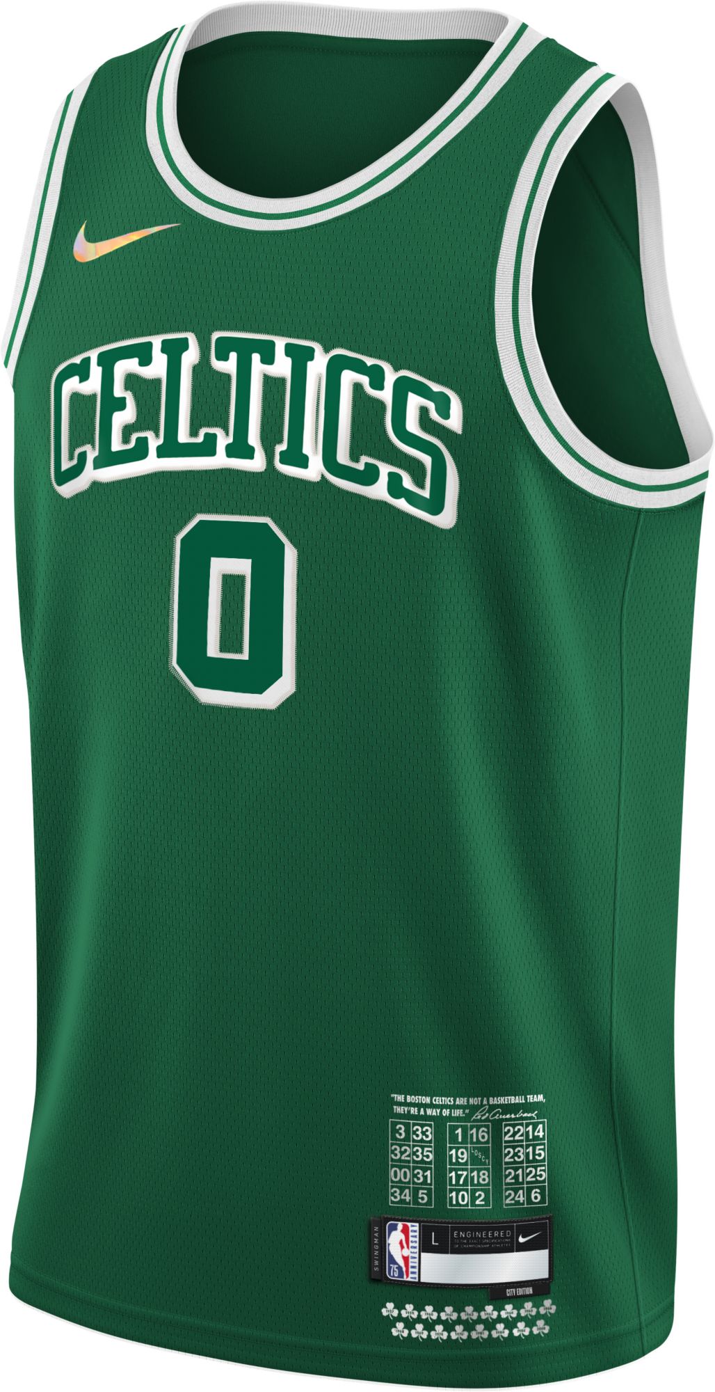 Nike Youth 2021-22 City Edition Boston Celtics Jayson Tatum #0 Green Swingman Jersey product image