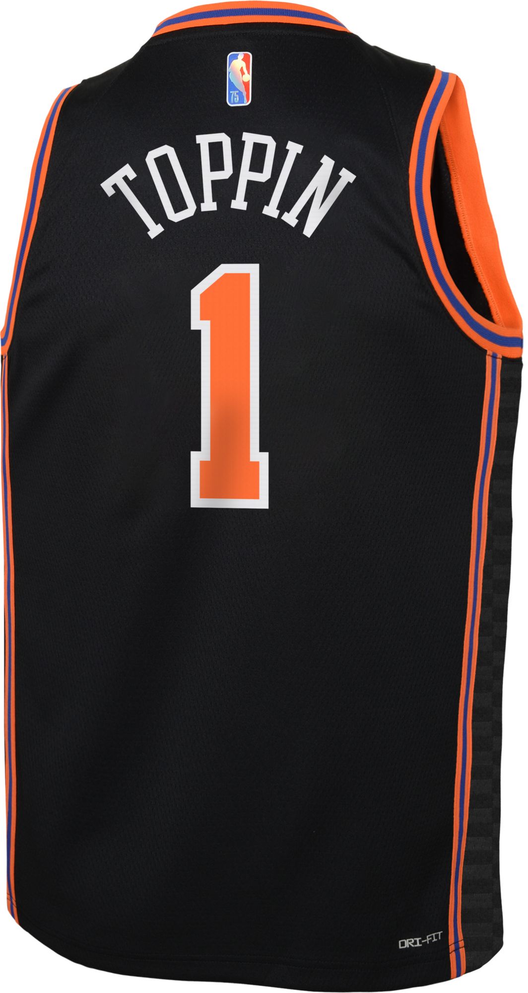 Nike Youth 2021-22 City Edition New York Knicks Obi Toppin #1 Black Swingman Jersey product image
