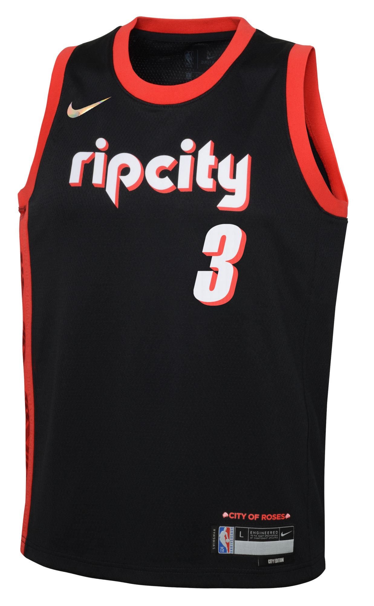 Nike Youth 2021-22 City Edition Portland Trail Blazers C.J. McCollum #3 Black Swingman Jersey product image