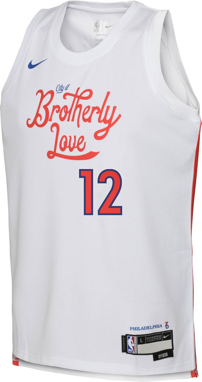 Nike Men's 2022-23 City Edition Philadelphia 76ers Tobias Harris #12 White Dri-Fit Swingman Jersey, Medium