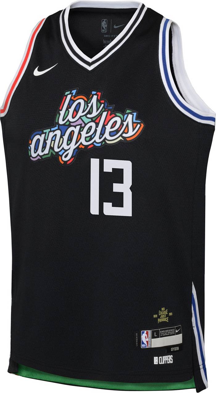 Nike Youth 2022-23 City Edition Los Angeles Clippers Paul George #13 Black  Dri-FIT Swingman Jersey