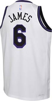 Nike Youth 2022-23 City Edition Los Angeles Lakers LeBron James #6 White  Dri-FIT Swingman Jersey