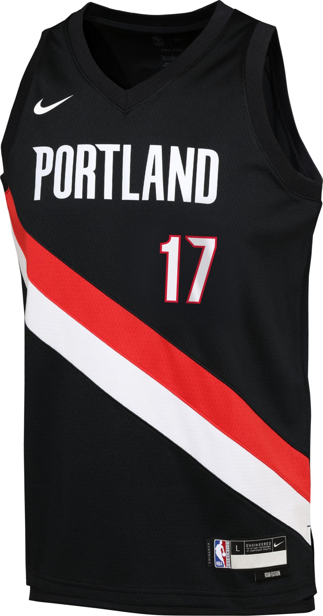 Nike Youth Portland Trail Blazers Shaedon Sharpe #17 Black Swingman Icon Jersey product image