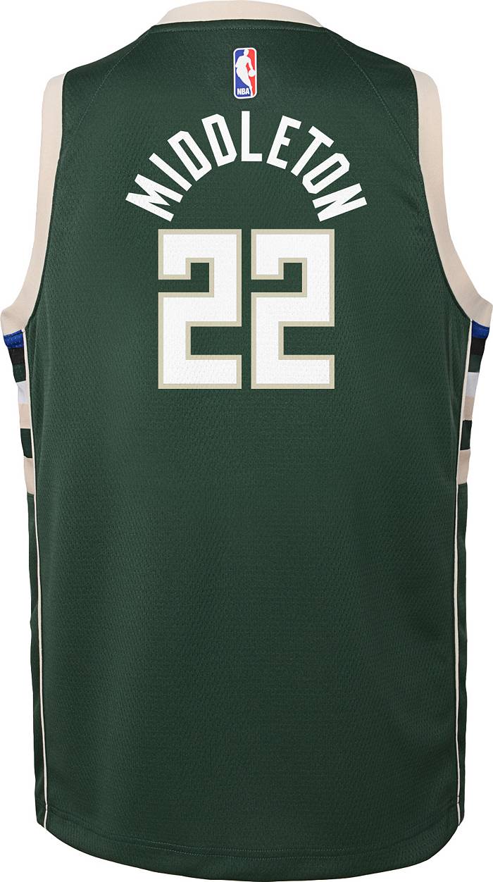NBA Boys Youth 8-20 Official Player Name & Number Game Time Jersey T-Shirt  (as1, Alpha, l, Regular, Khris Middleton Milwaukee Bucks White)