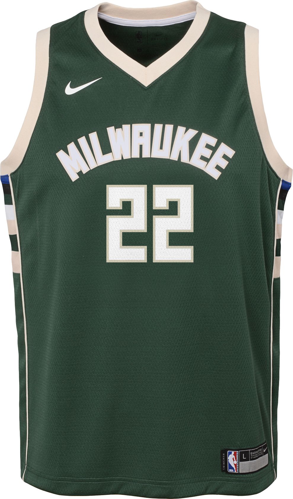 Nike Youth Milwaukee Bucks Khris Middleton #22 Green Dri-FIT Icon Swingman Jersey product image