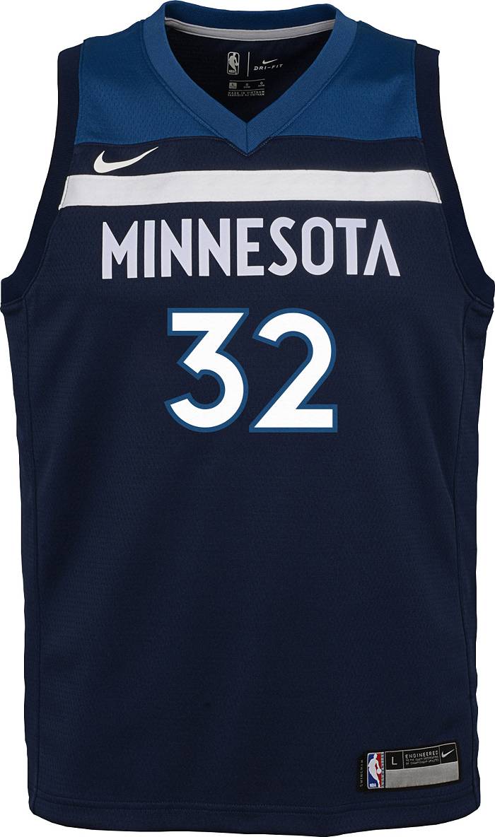 Nike Men's 2021-22 City Edition Minnesota Timberwolves Karl-Anthony towns #32 Blue Dri-Fit Swingman Jersey, Small