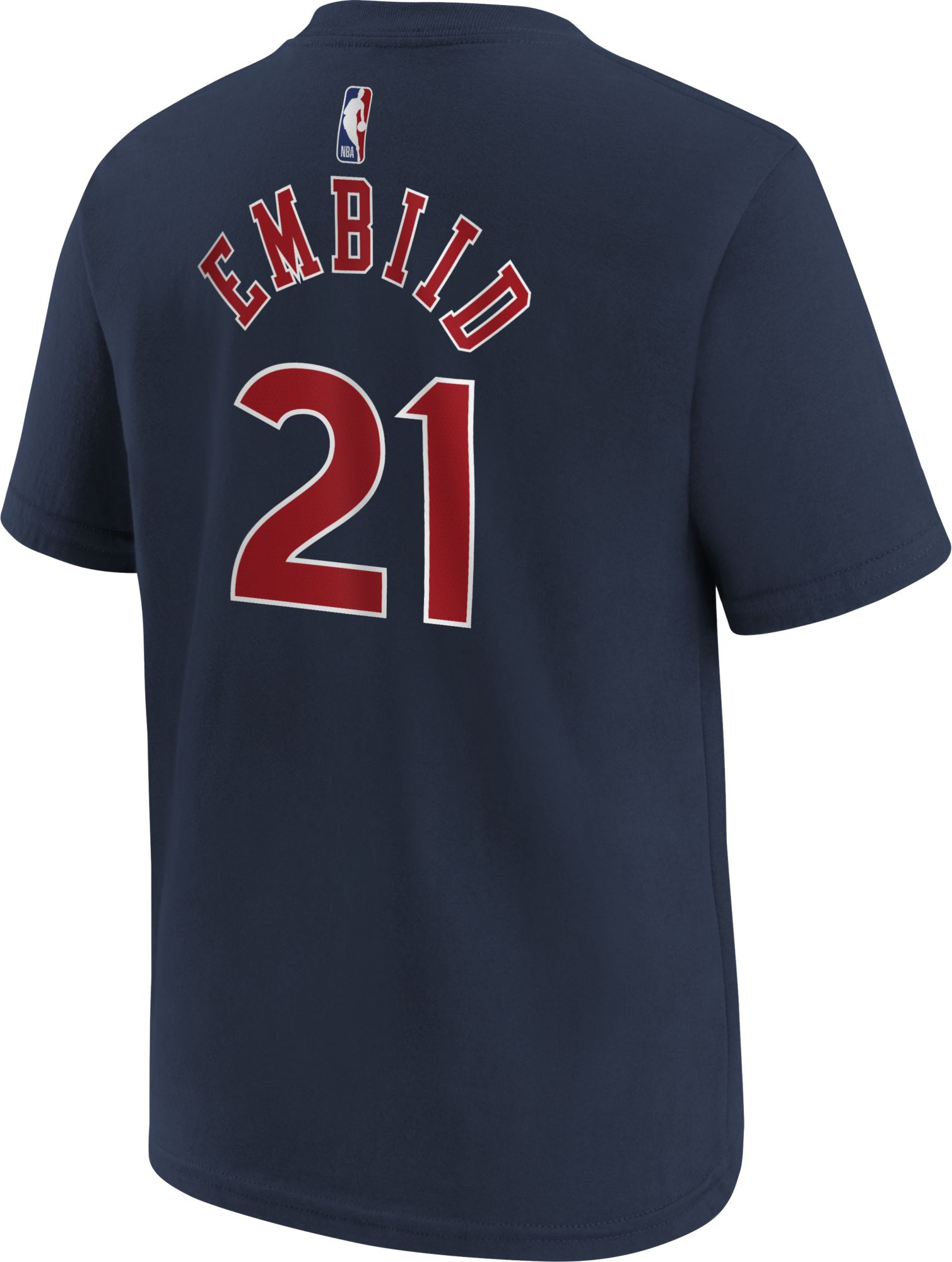 Nike Youth 2021-22 City Edition Philadelphia 76ers Joel Embiid #21 Navy Player T-Shirt product image