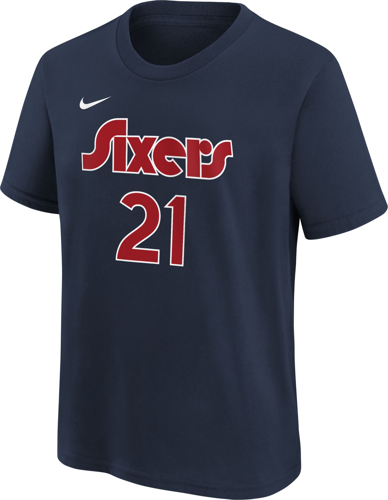 Nike Youth 2021-22 City Edition Philadelphia 76ers Joel Embiid #21 Navy Player T-Shirt product image