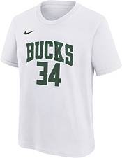 Nike Youth 2021-22 City Edition Milwaukee Bucks Giannis Antetokounmpo #34 White Player T-Shirt product image