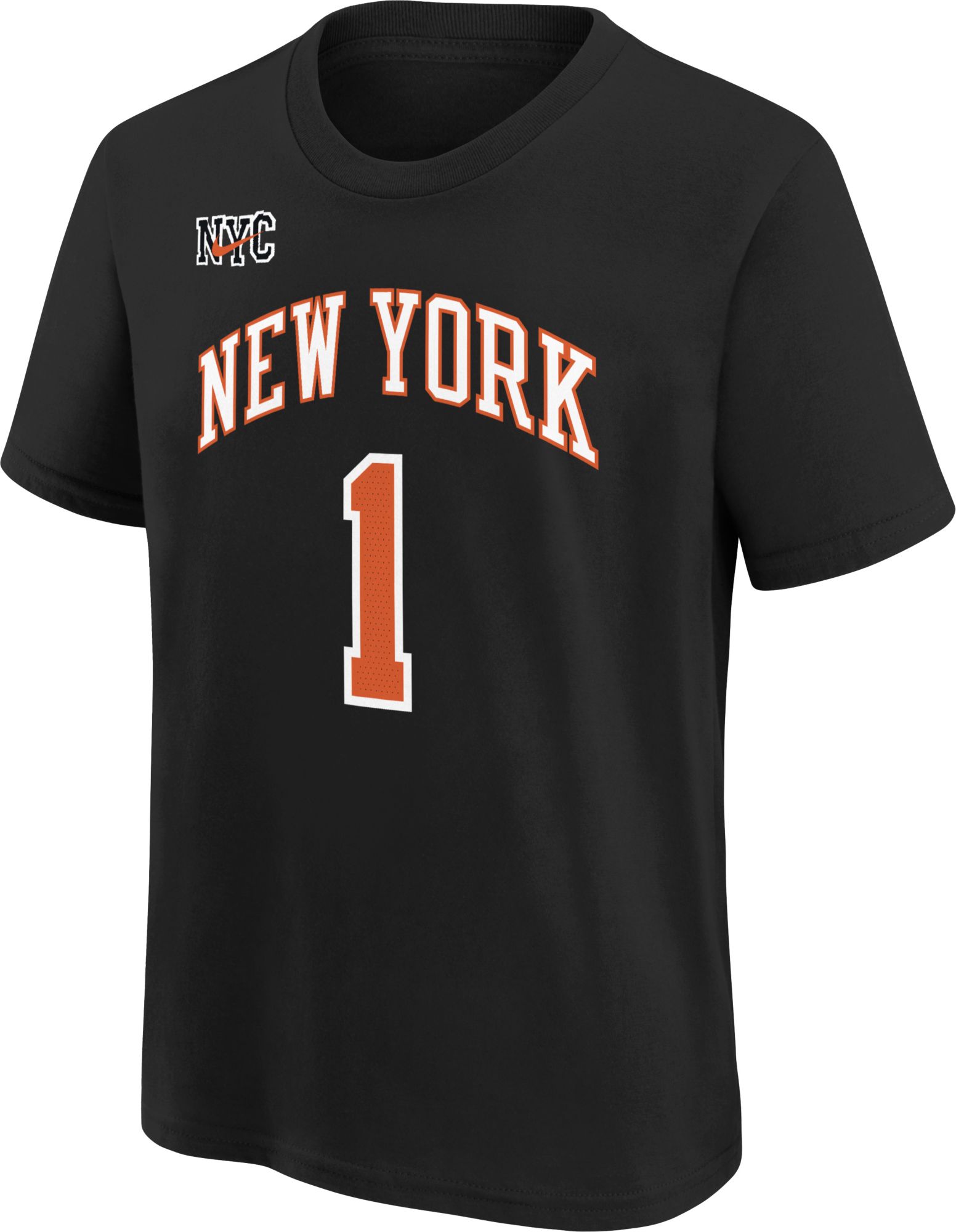 Nike Youth 2021-22 City Edition New York Knicks Obi Toppin #1 Black Player T-Shirt product image