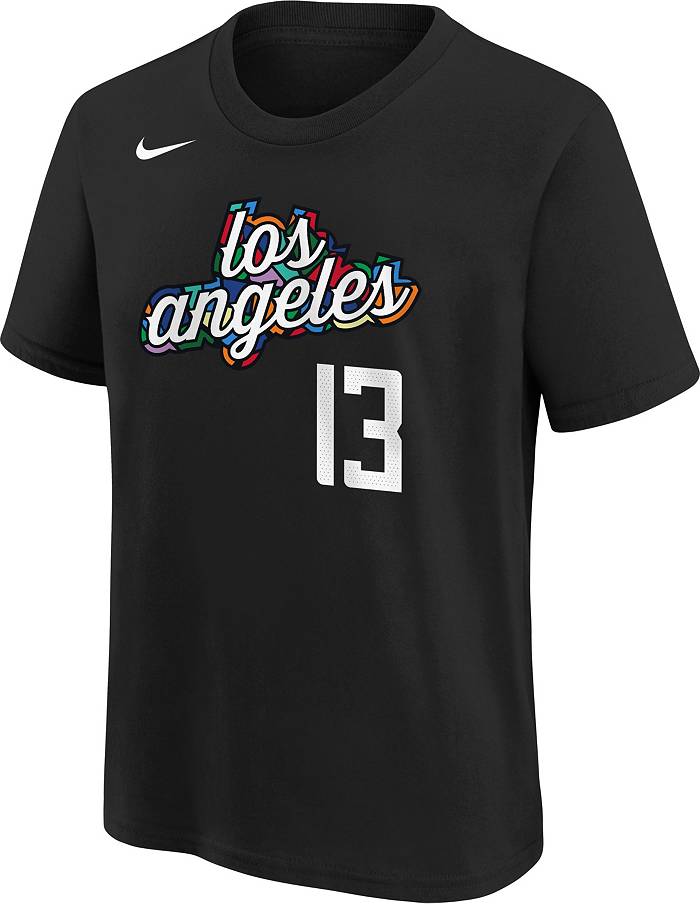 Nike Youth 2022-23 City Edition Los Angeles Clippers Paul George #13 Black  Cotton T-Shirt
