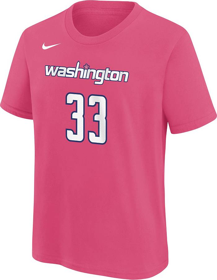 Nike Youth 2022-23 City Edition Washington Wizards Kyle Kuzma #33 Pink  Cotton T-Shirt