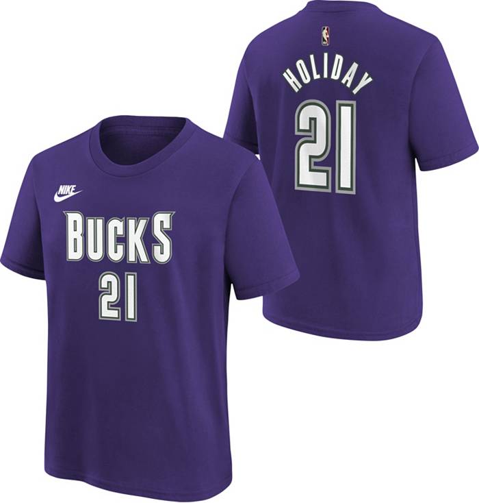 Nike Youth Hardwood Classic Milwaukee Bucks Jrue Holiday #21 Purple T-Shirt