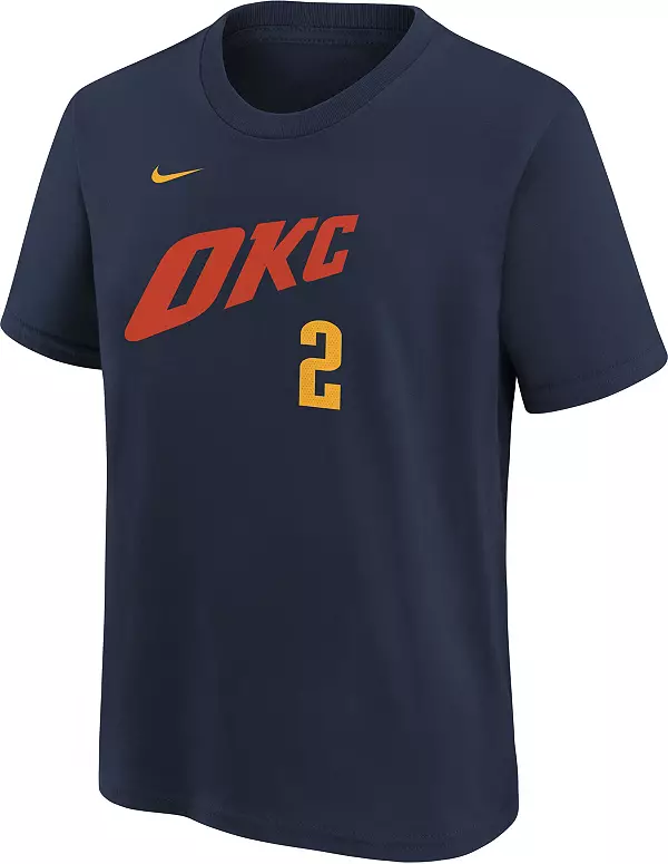 Nike Youth 2023-24 City Edition Oklahoma City Thunder Shai  Gilgeous-Alexander #2 Navy T-Shirt