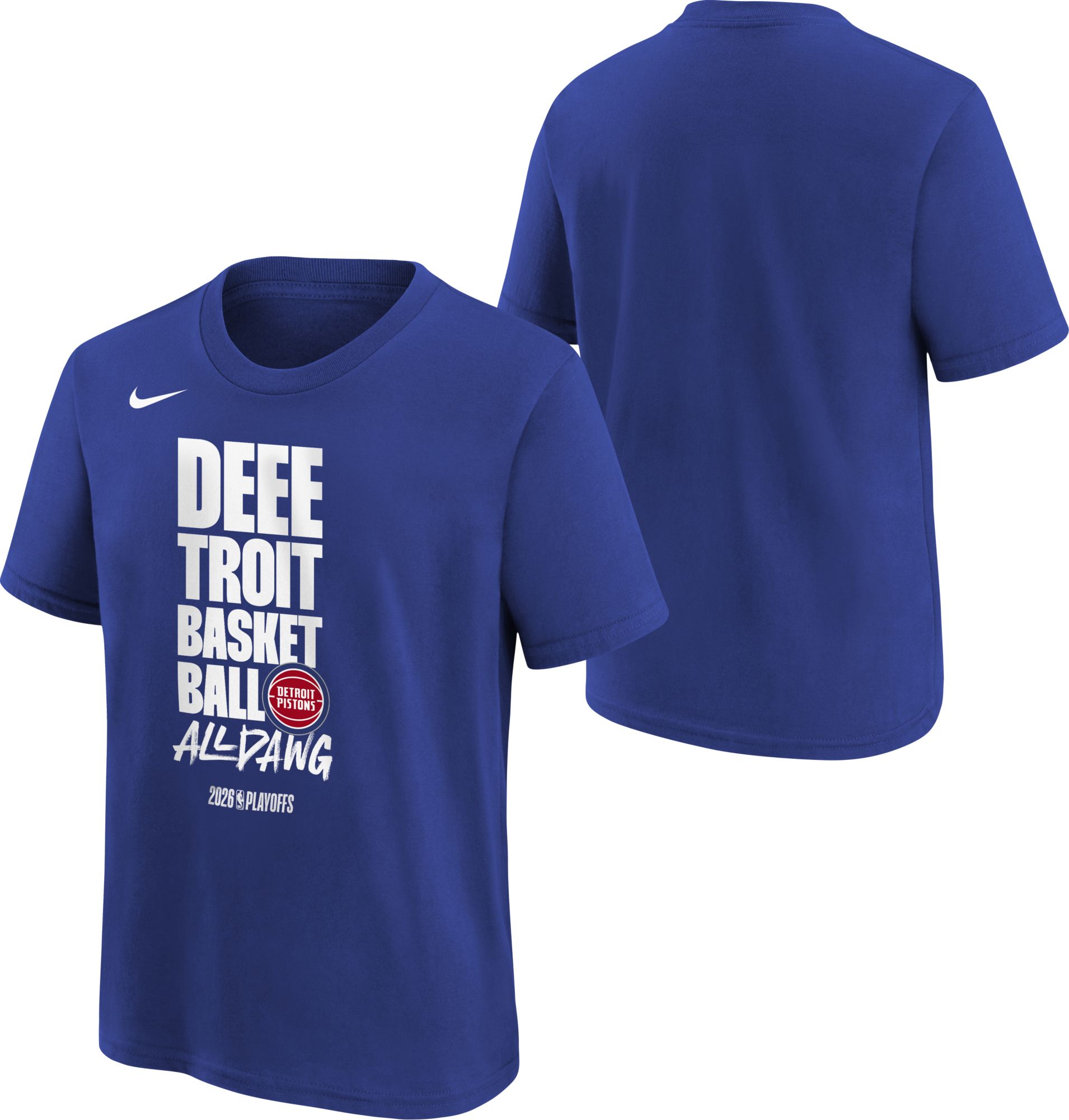 Nike Youth 'DEEETROIT BASKETBALL ALL DAWG' 2025-26 NBA Playoffs Detroit Pistons Mantra T-Shirt product image