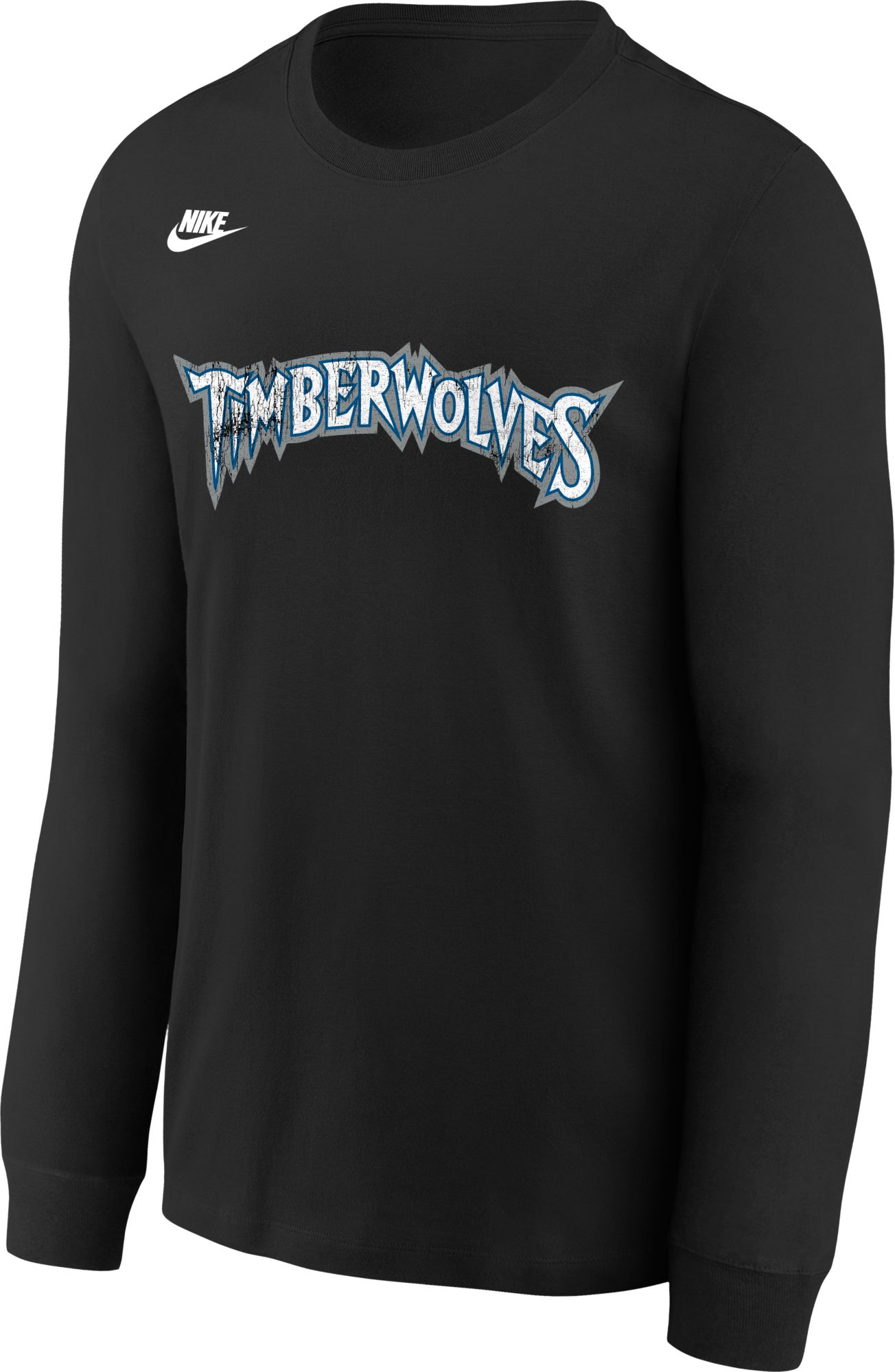 Nike Youth Minnesota Timberwolves Black Hardwood Classics Wordmark Long Sleeve Shirt product image