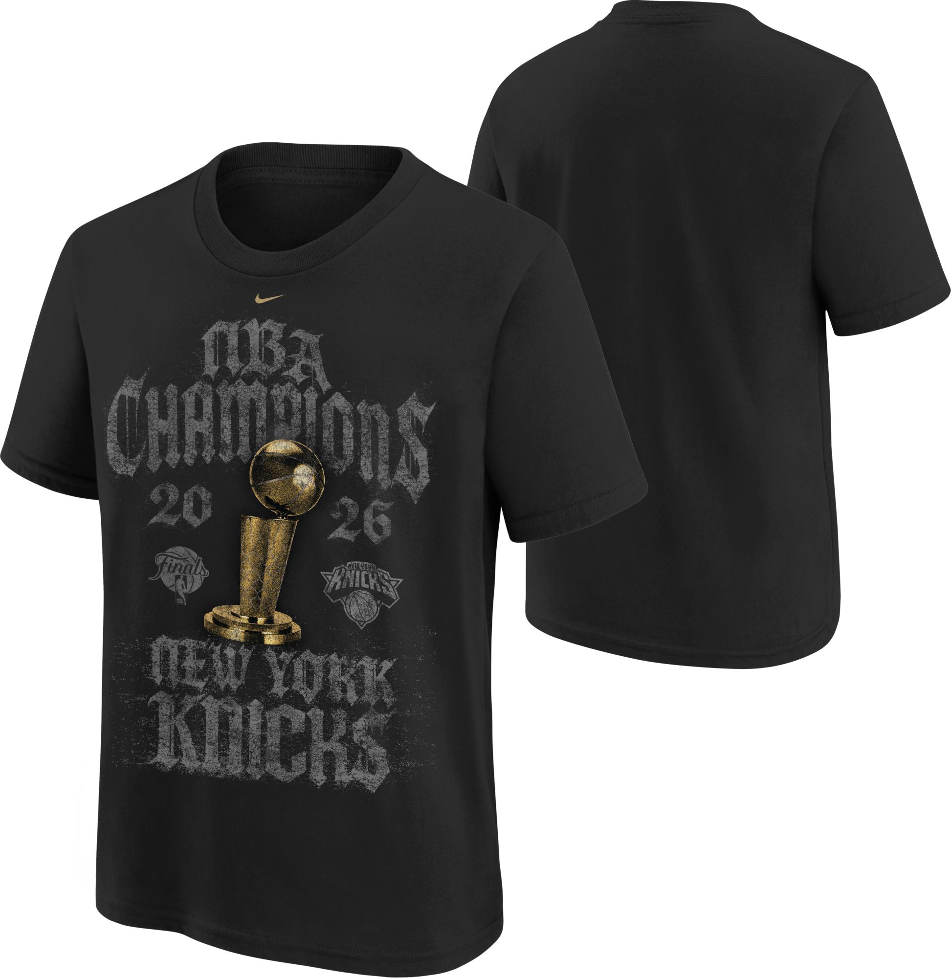Nike Youth 2026 NBA Champions New York Knicks Authentic Locker Room Black T-Shirt product image