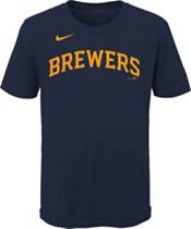 Nike Women's Milwaukee Brewers Christian Yelich #22 Navy T-Shirt
