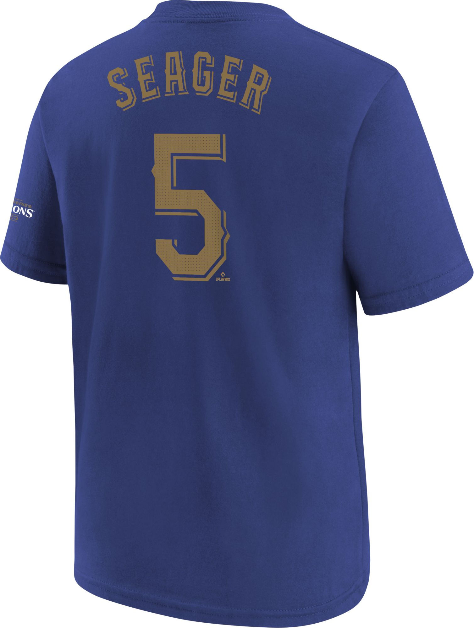 Nike Youth Texas Rangers 2024 Gold Collection Corey Seager #5 Blue T-Shirt