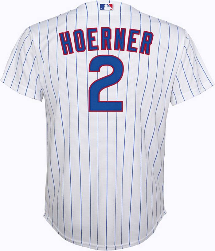Nike Youth Chicago Cubs Nico Hoerner #2 White Cool Base Home Jersey