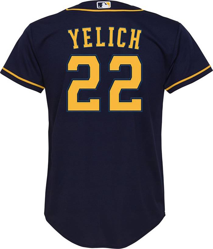 Nike Youth Milwaukee Brewers Christian Yelich #22 Navy Cool Base