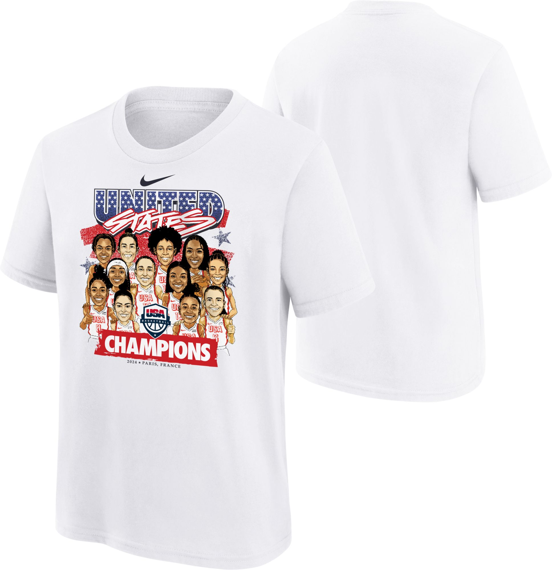 Nike Youth USA 2024 Women's Basketball Gold Medal Team Caricature T-Shirt product image