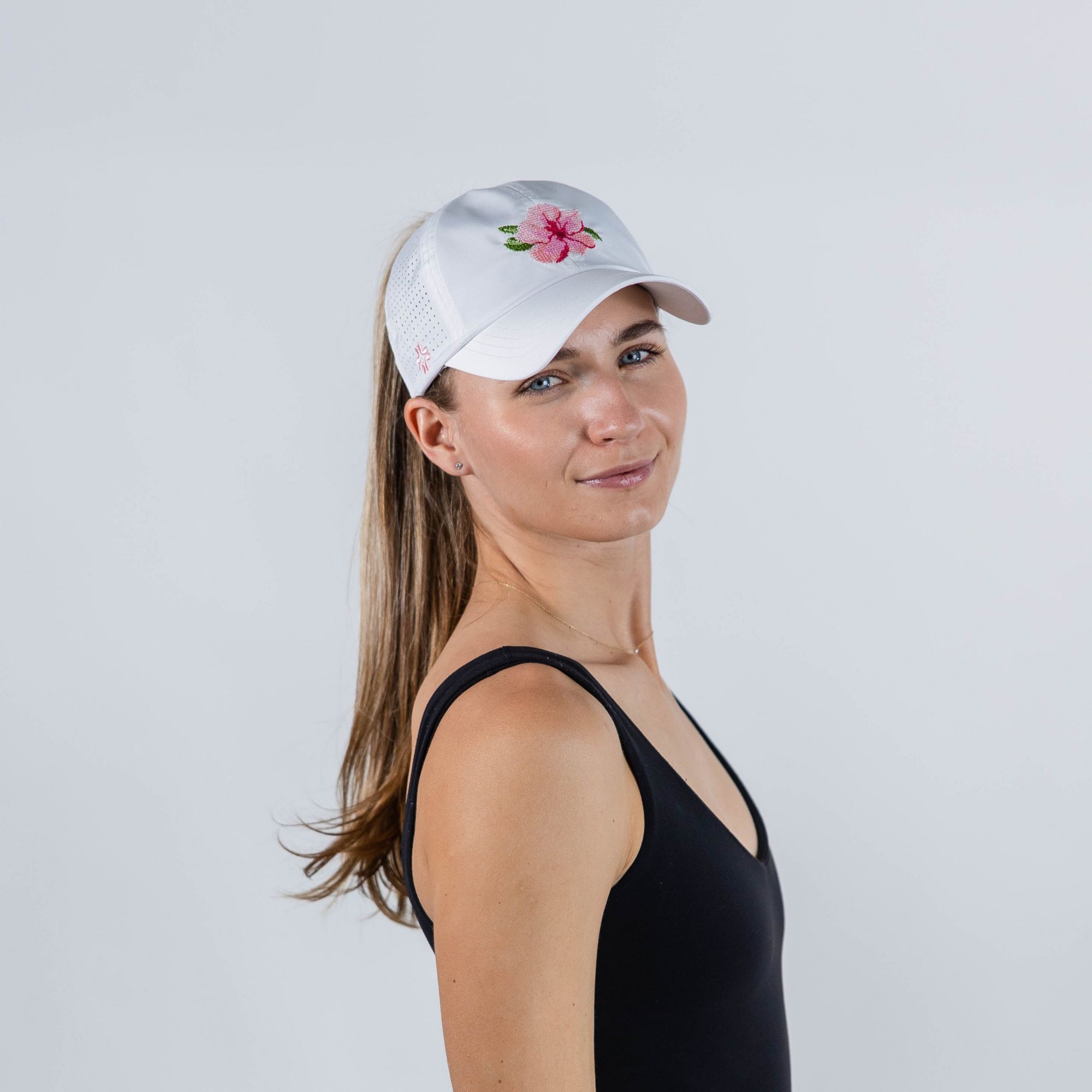 VimHue Women's White Azalea Cross Stitch Sun Goddess Golf Hat product image