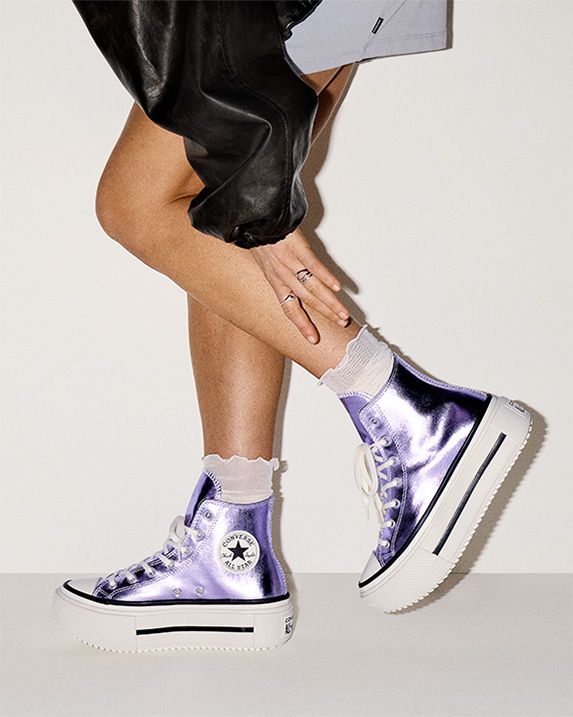 Converse Women's Chuck Taylor All-Star Double Stack High Top Metallic Shoes product image