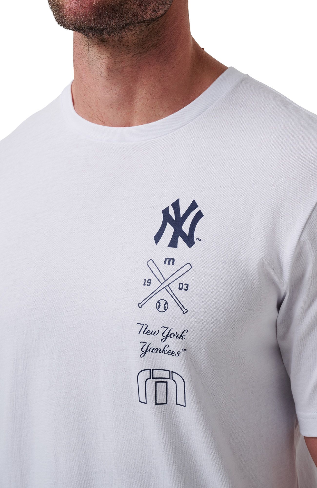 TravisMathew Men's New York Yankees White Sunset Slam T-Shirt product image
