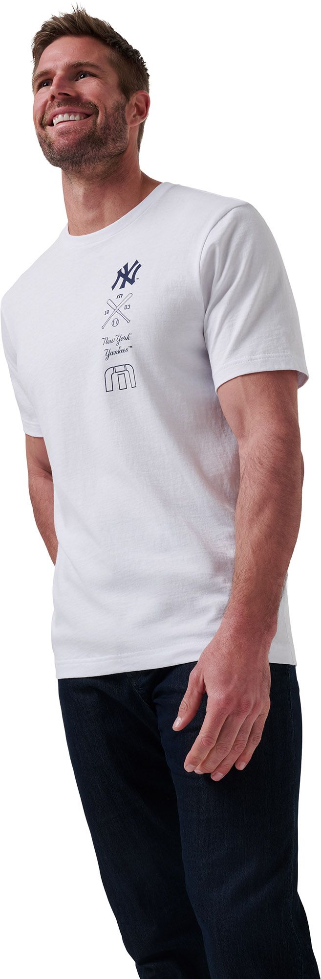 TravisMathew Men's New York Yankees White Sunset Slam T-Shirt product image