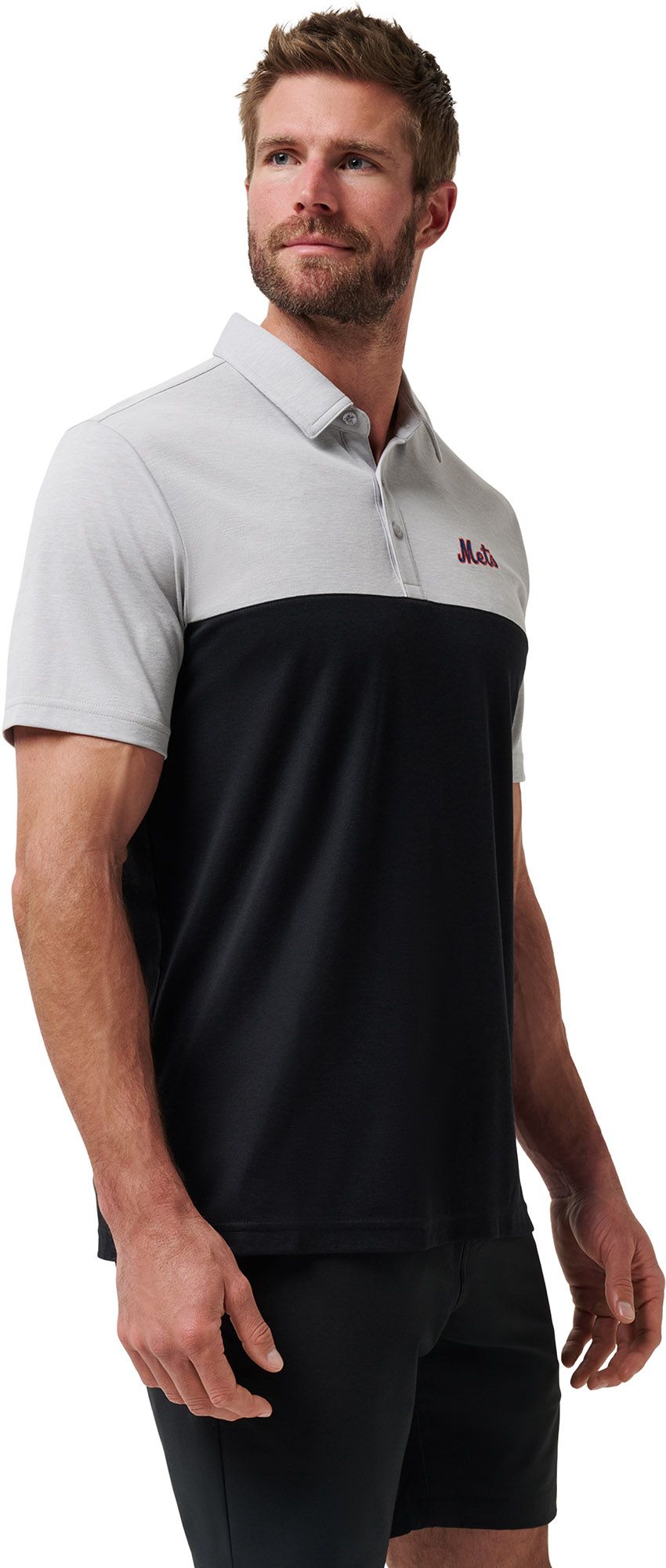 TravisMathew Adult New York Mets Home Run Heather Grey Polo product image