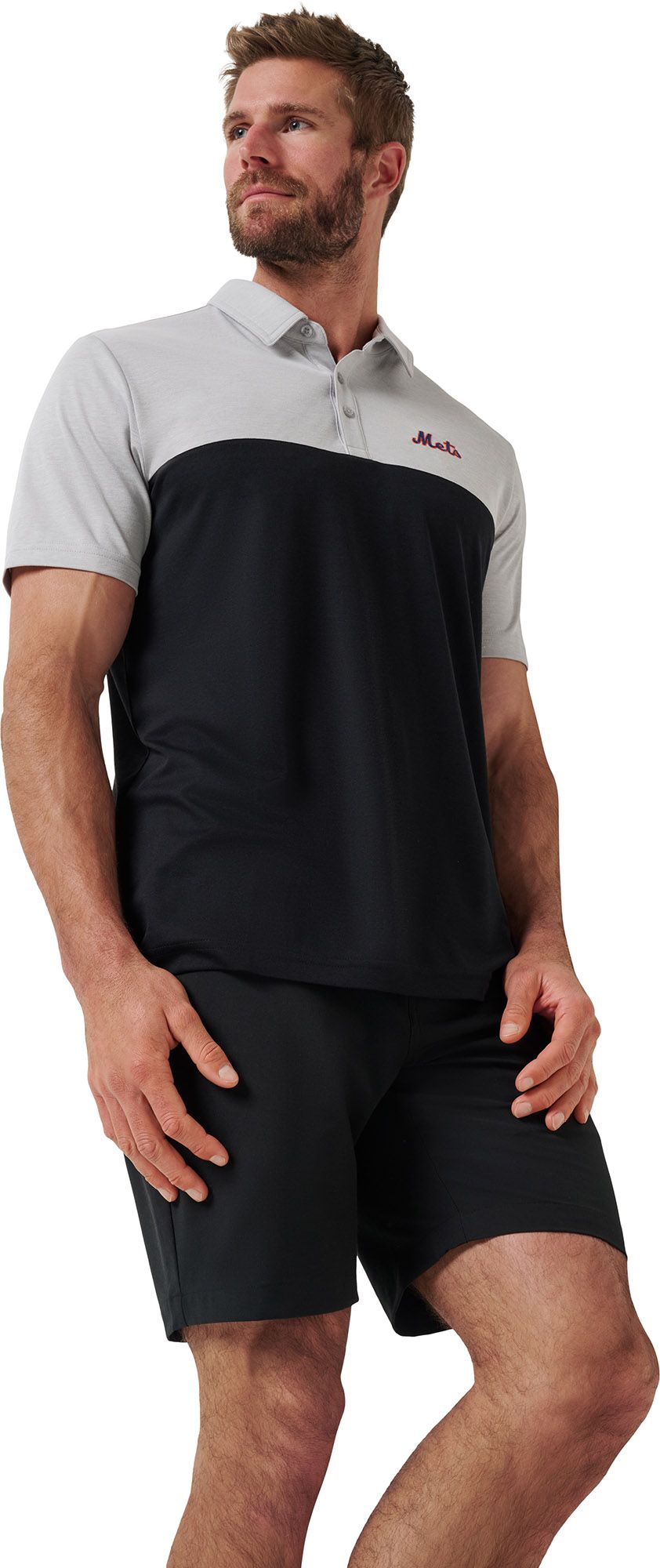 TravisMathew Adult New York Mets Home Run Heather Grey Polo product image