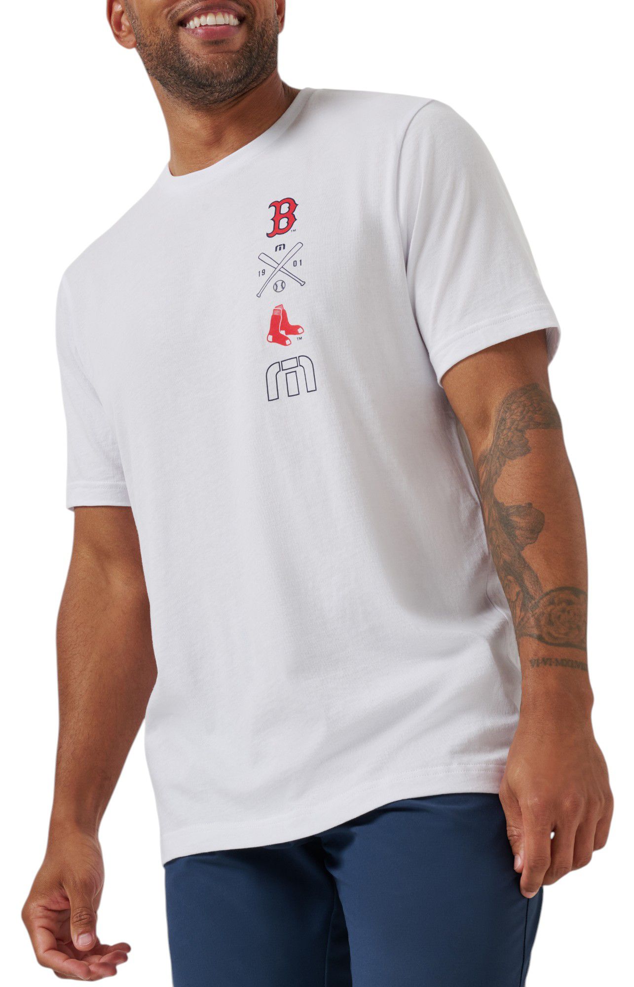 TravisMathew Men's Boston Red Sox White Sunset Slam T-Shirt product image