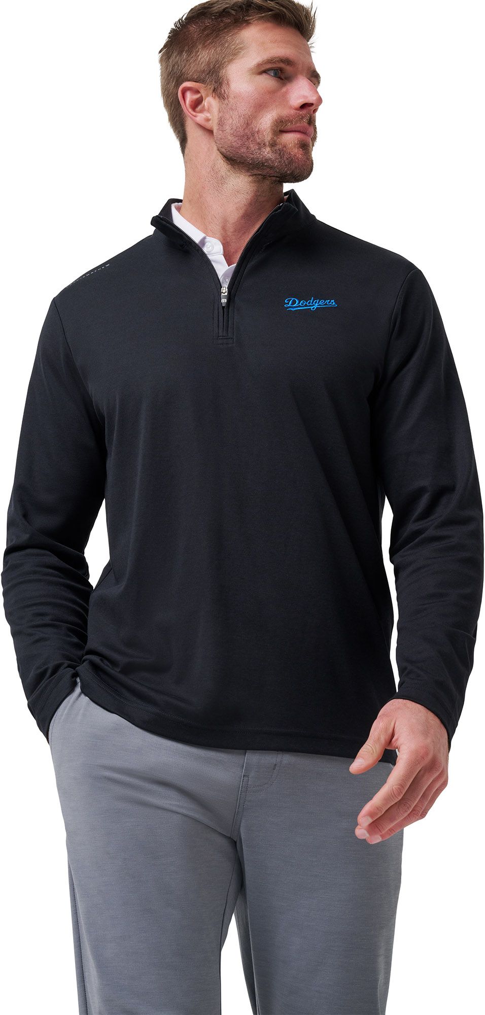 TravisMathew Men's Los Angeles Dodgers Black Quarter-Zip Pullover product image