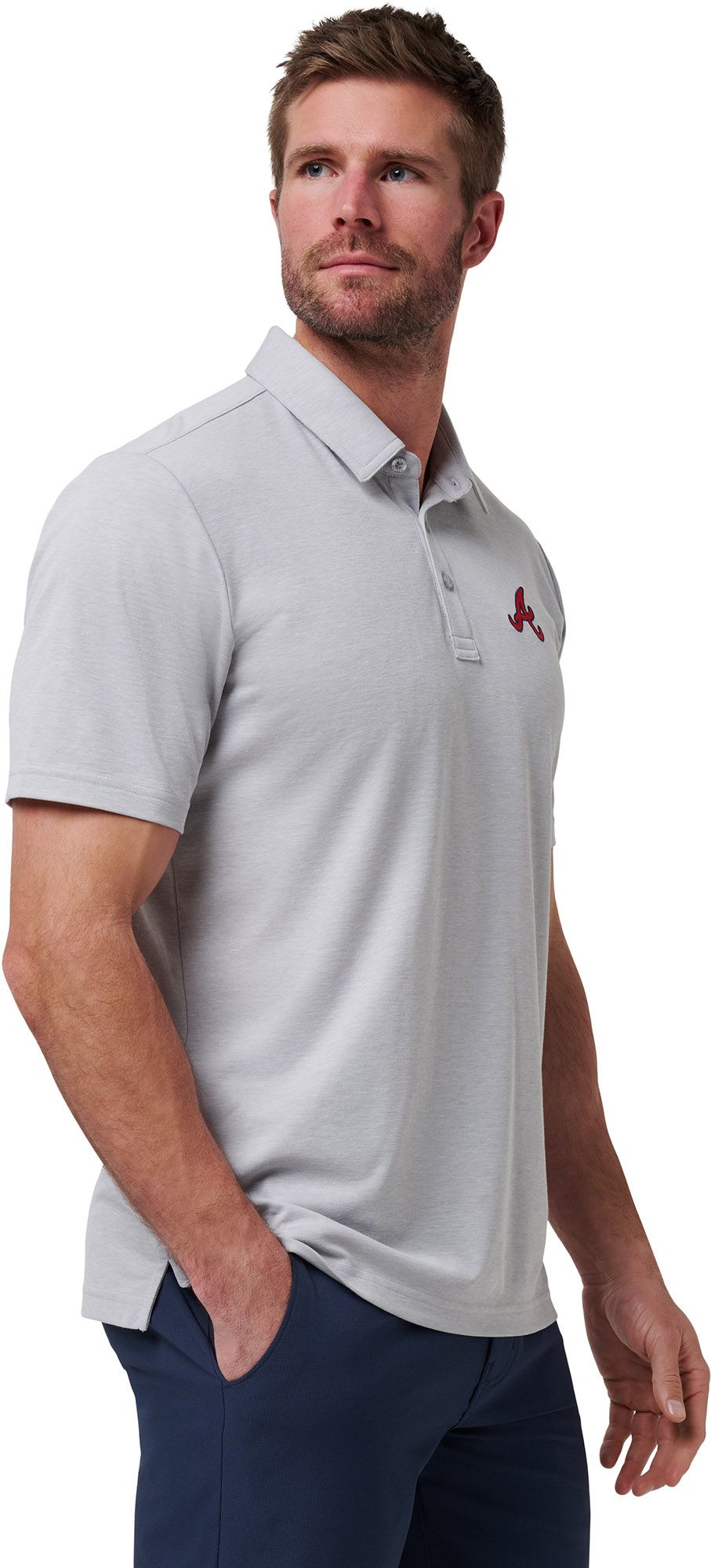 TravisMathew Men's Atlanta Braves Gray Polo product image