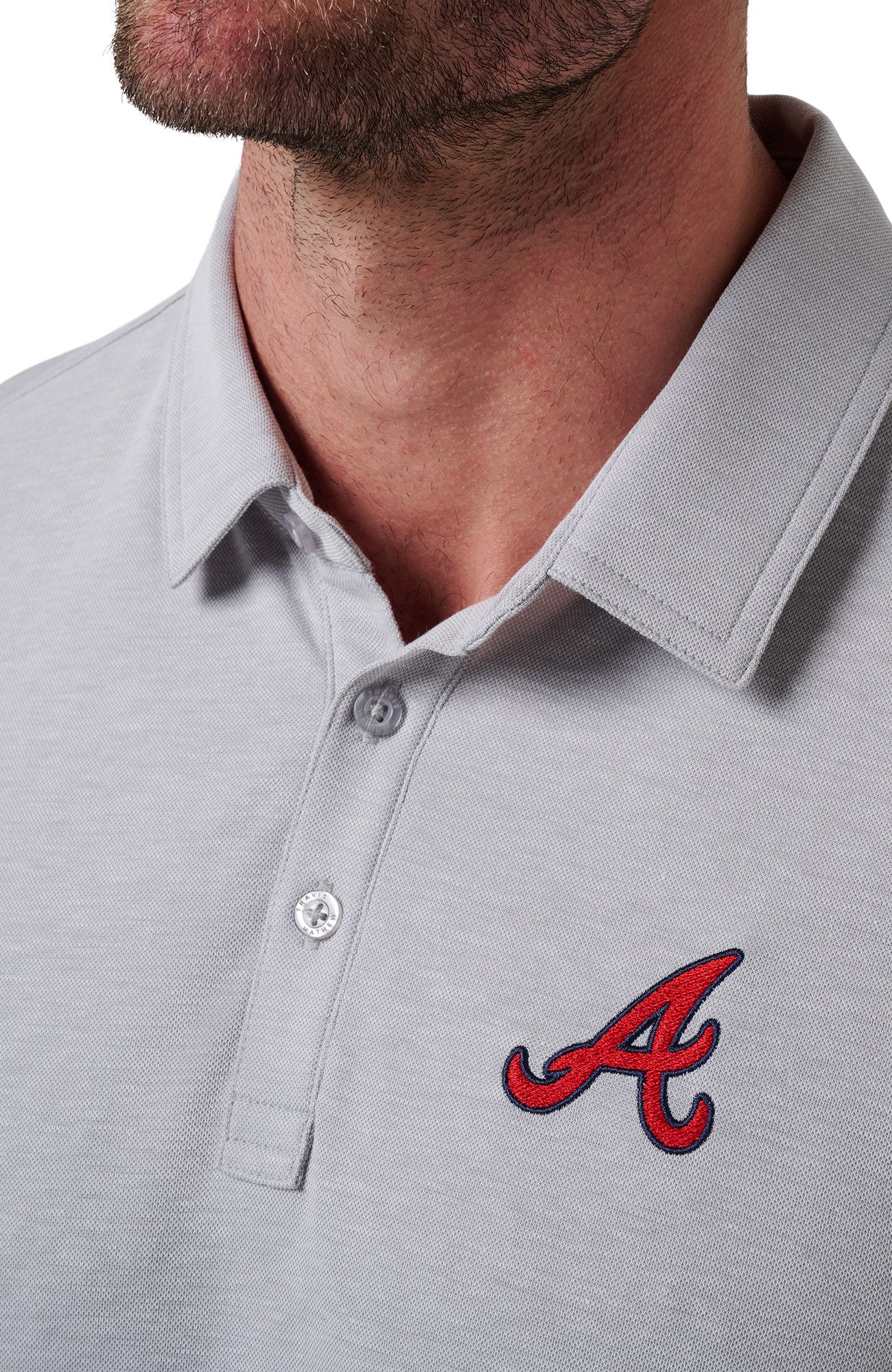 TravisMathew Men's Atlanta Braves Gray Polo product image