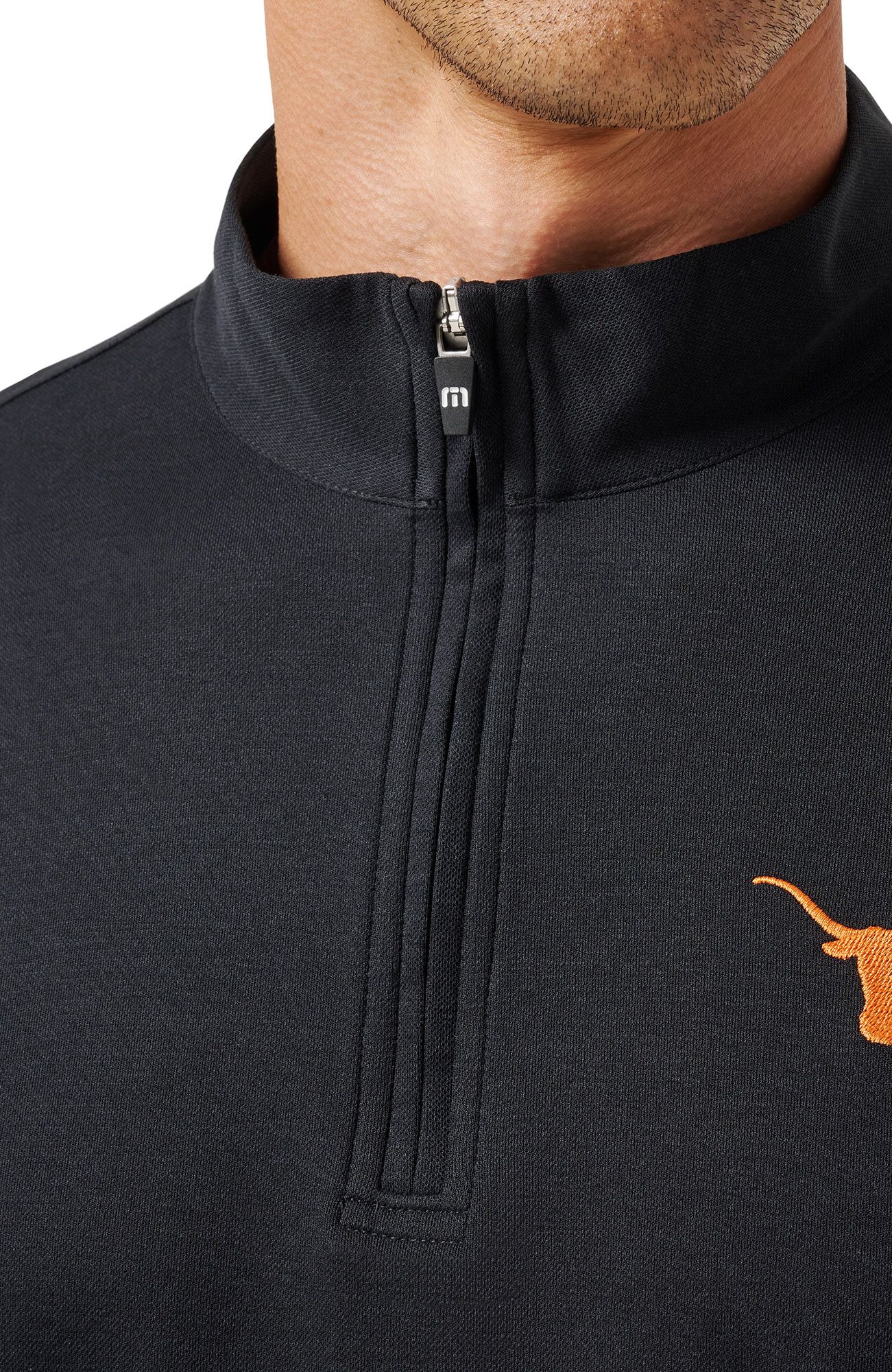 TravisMathew Men's Texas Longhorns Black 'Time to Tailgate' Quarter-Zip Pullover Jacket product image