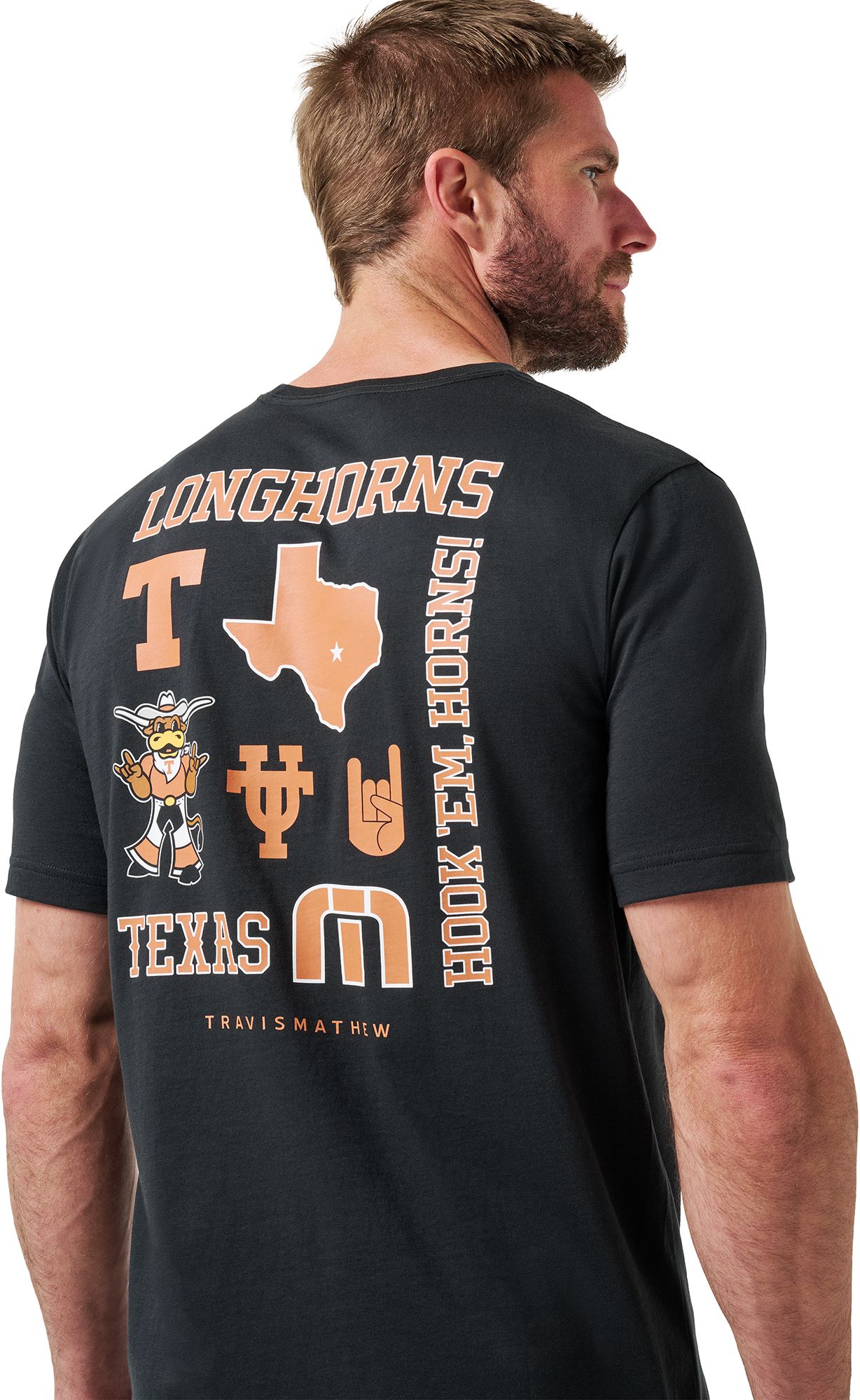 TravisMathew Men's Texas Longhorns Black Friendly Rivalry Short Sleeve T-Shirt product image