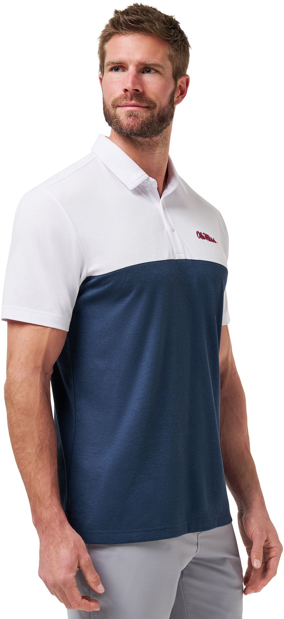 TravisMathew Men's Ole Miss Rebels White Drop Back Polo product image