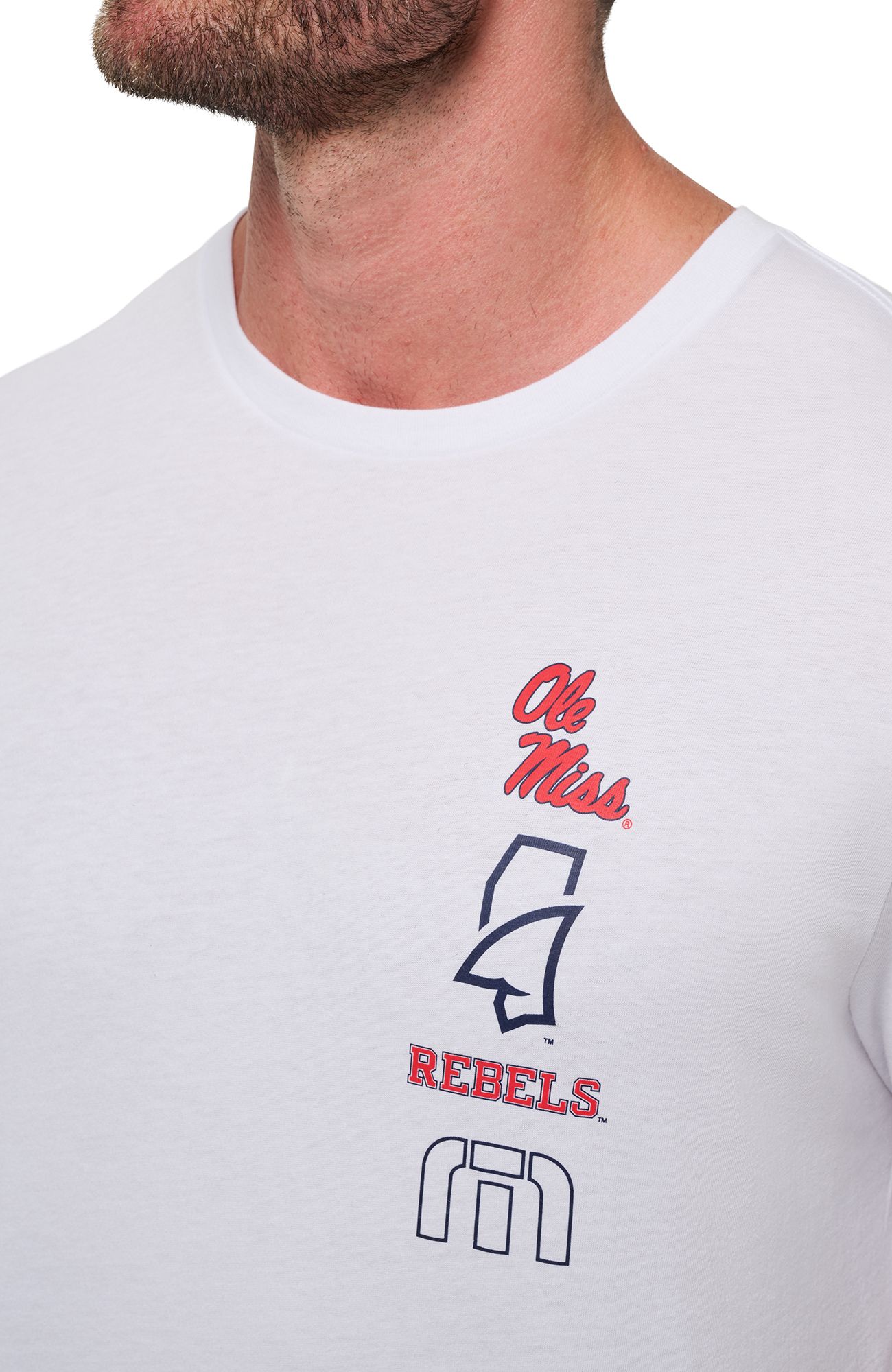 TravisMathew Men's Ole Miss Rebels White Playoffs Short Sleeve T-Shirt product image