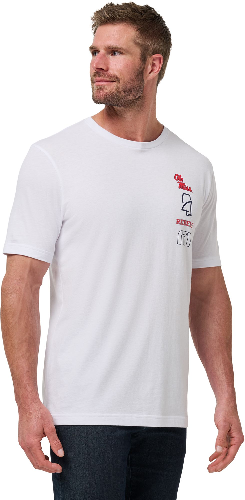 TravisMathew Men's Ole Miss Rebels White Playoffs Short Sleeve T-Shirt product image