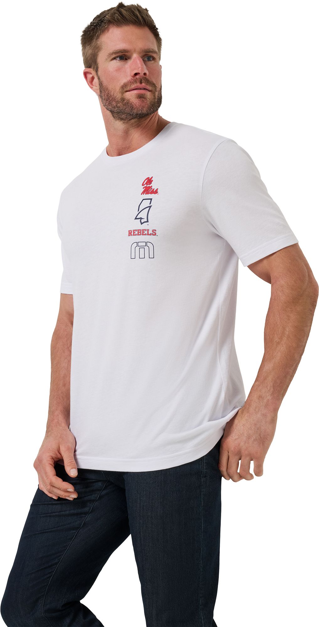 TravisMathew Men's Ole Miss Rebels White Playoffs Short Sleeve T-Shirt product image