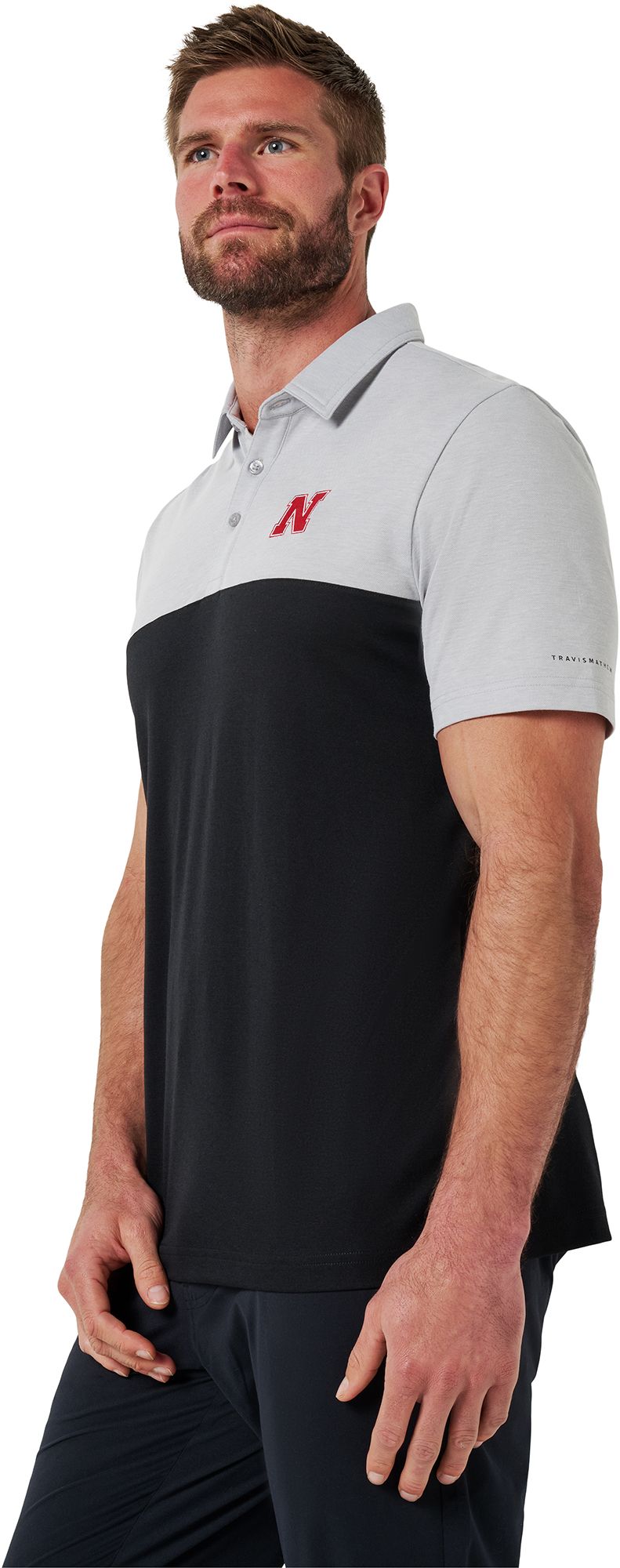 TravisMathew Men's Nebraska Cornhuskers Heather Grey Drop Back Polo product image