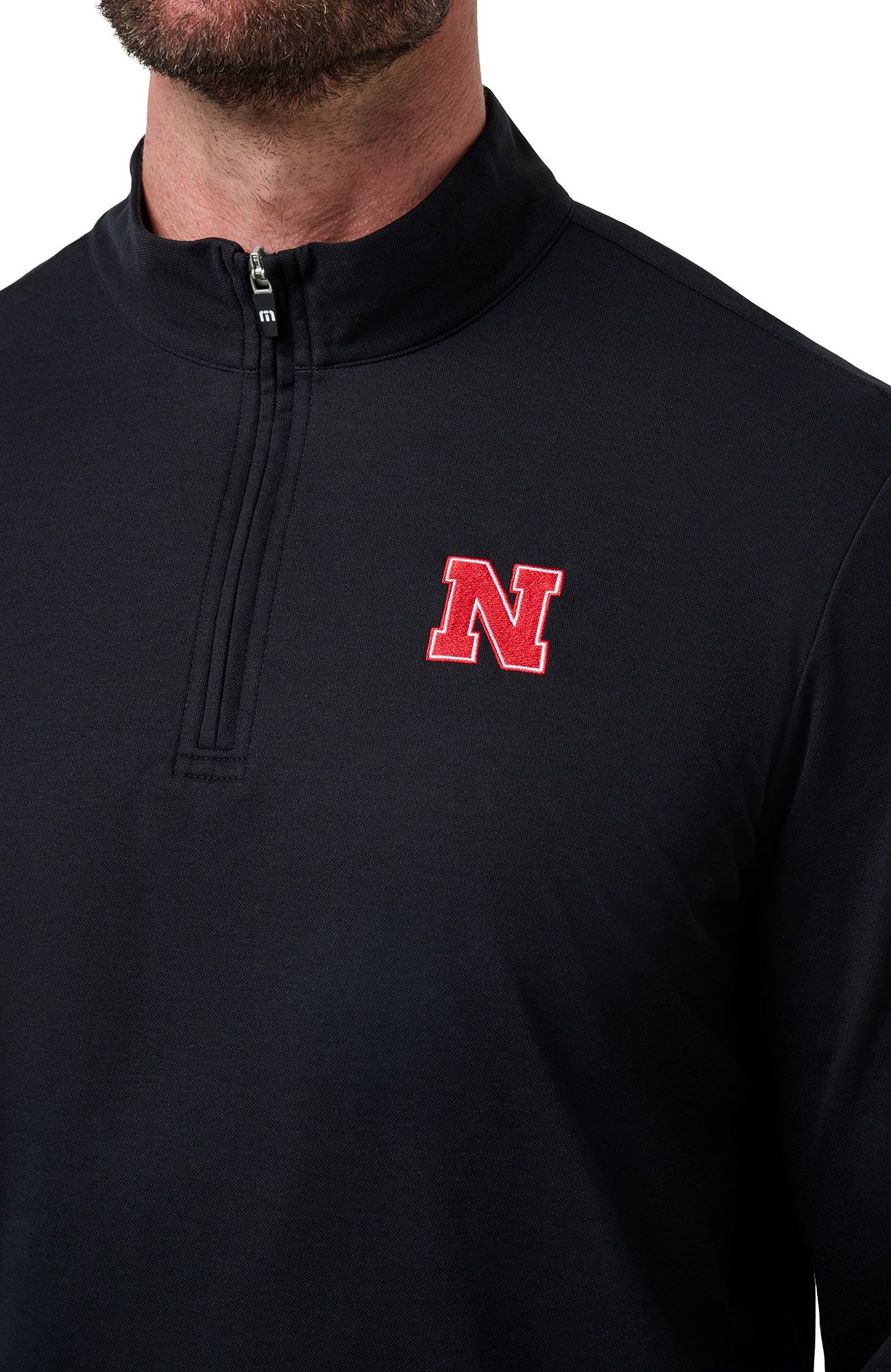 TravisMathew Men's Nebraska Cornhuskers Black 'Time to Tailgate' Quarter-Zip Pullover Jacket product image