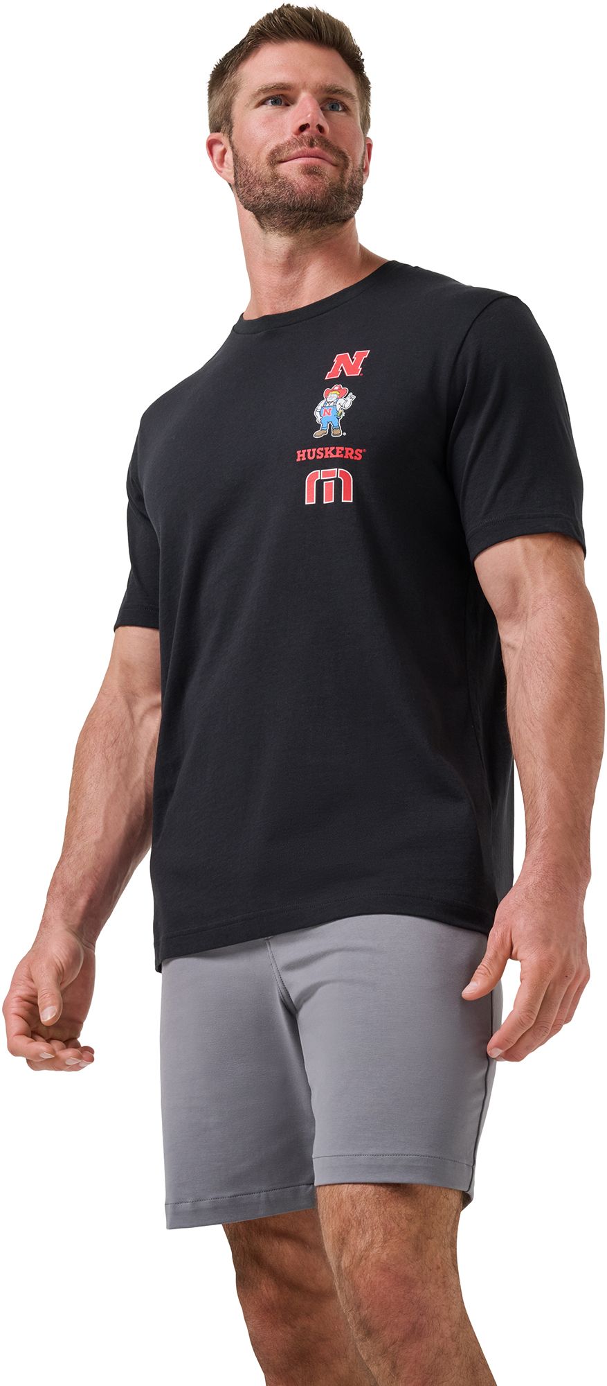 TravisMathew Men's Nebraska Cornhuskers Black Playoffs Short Sleeve T-Shirt product image