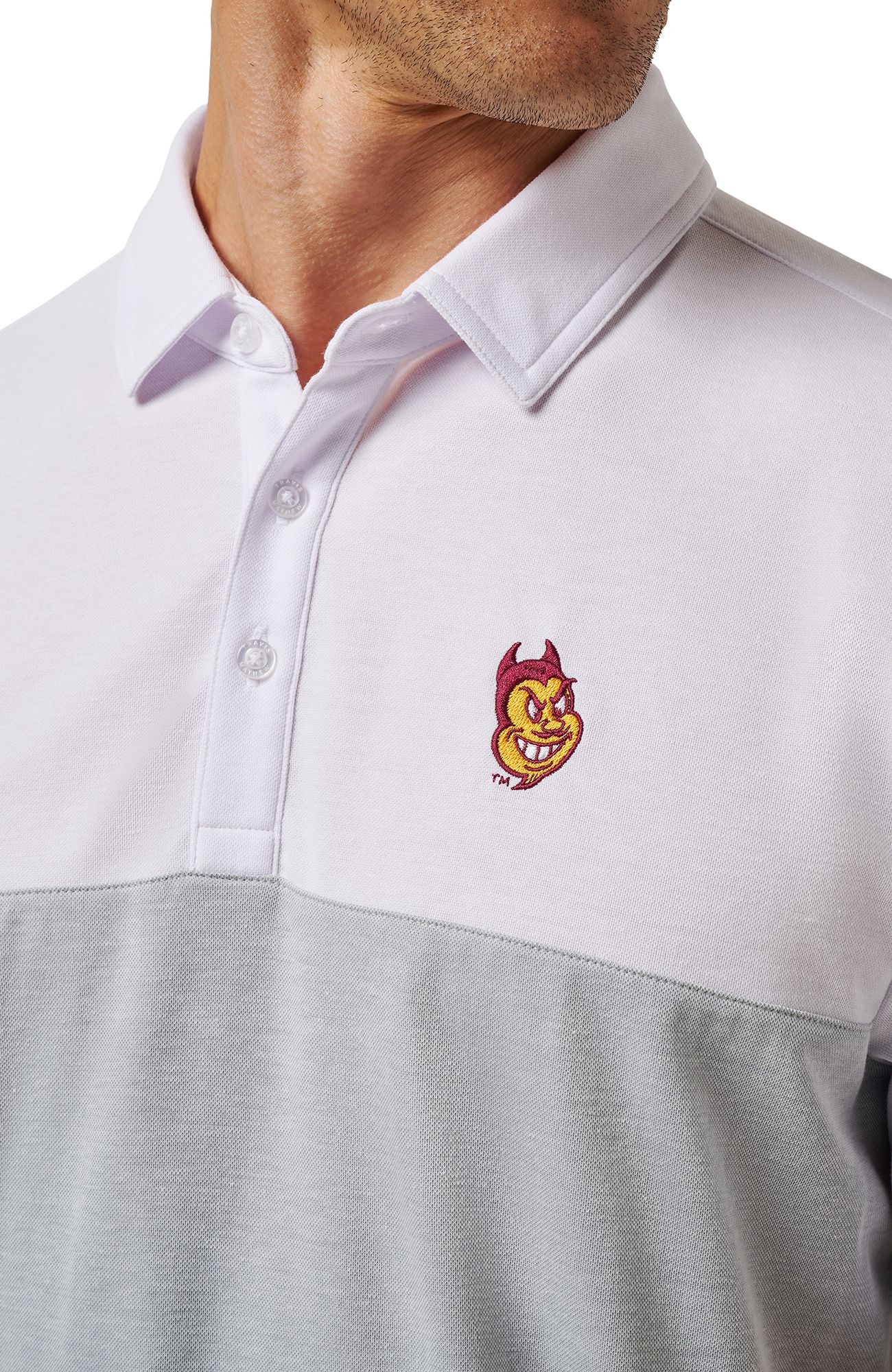 TravisMathew Men's Arizona State Sun Devils White Drop Back Polo product image