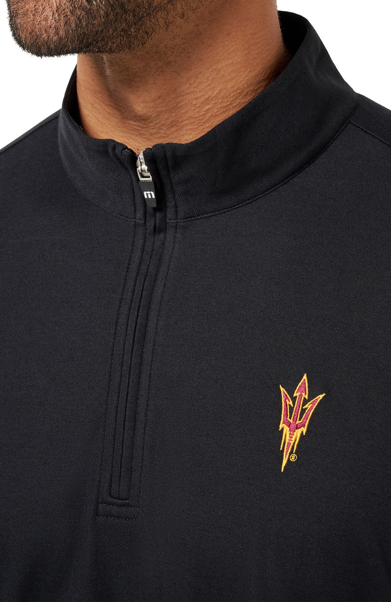 TravisMathew Men's Arizona State Sun Devils Black 'Time to Tailgate' Quarter-Zip Pullover Jacket product image