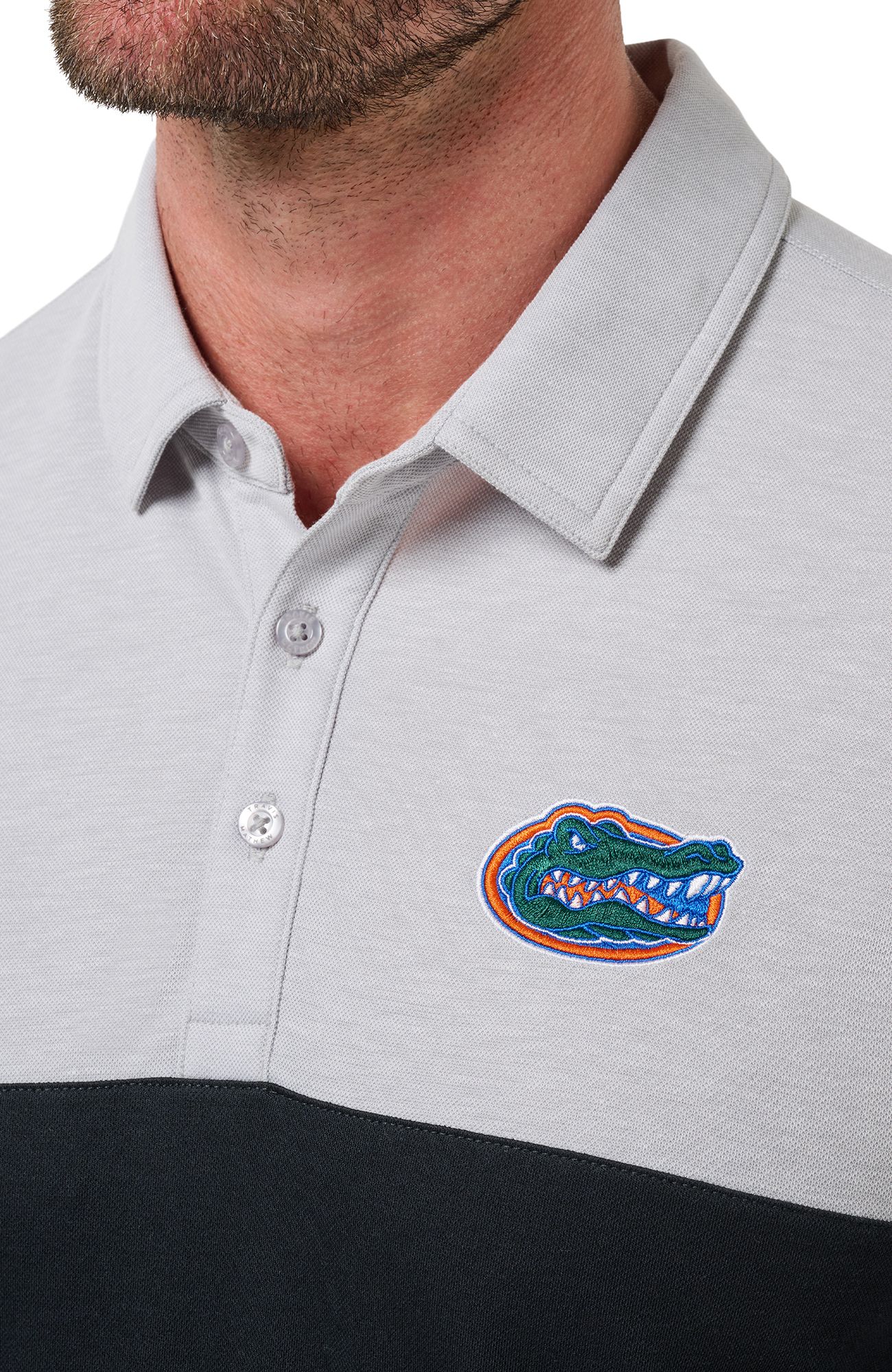 TravisMathew Men's Florida Gators Heather Grey Drop Back Polo product image