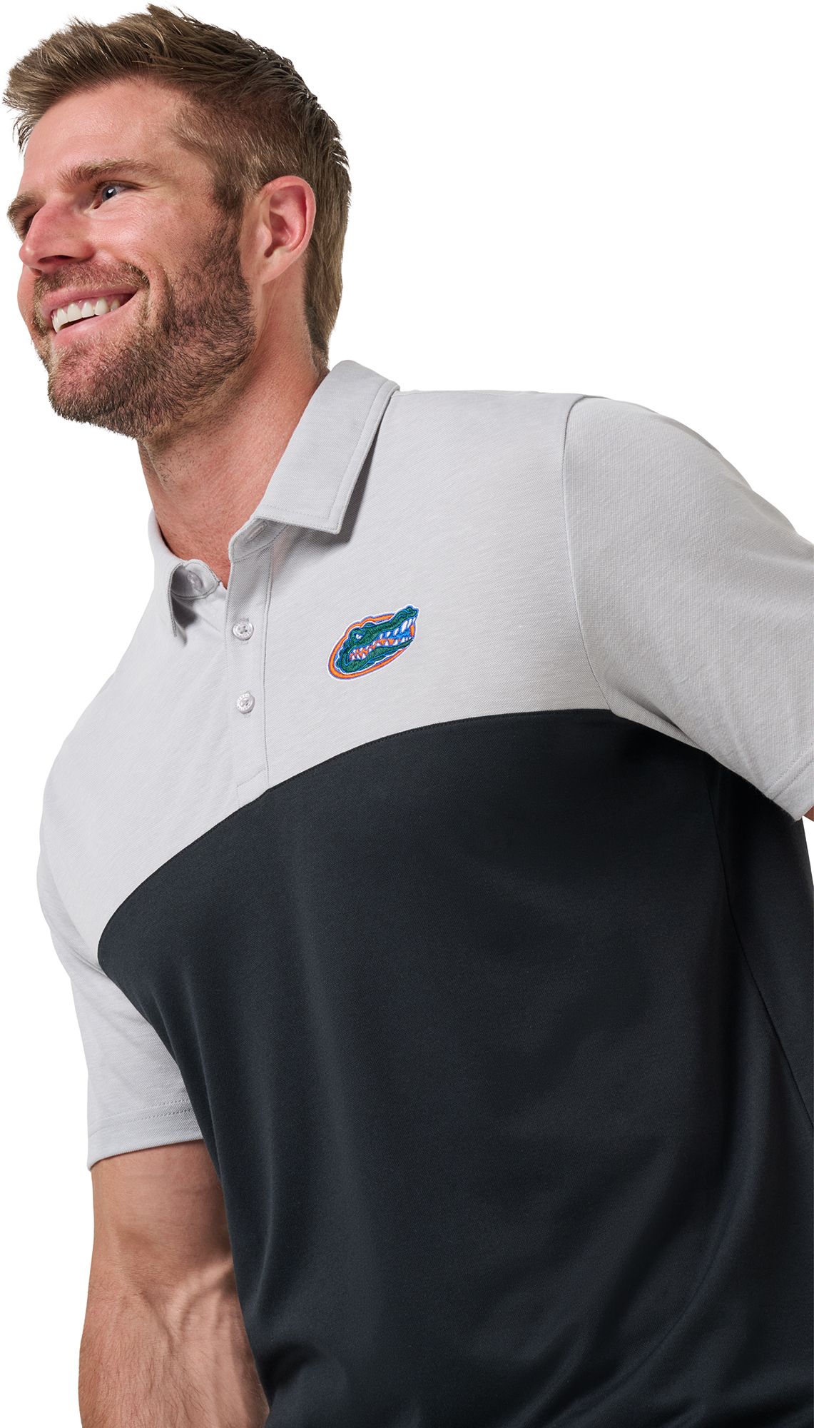 TravisMathew Men's Florida Gators Heather Grey Drop Back Polo product image